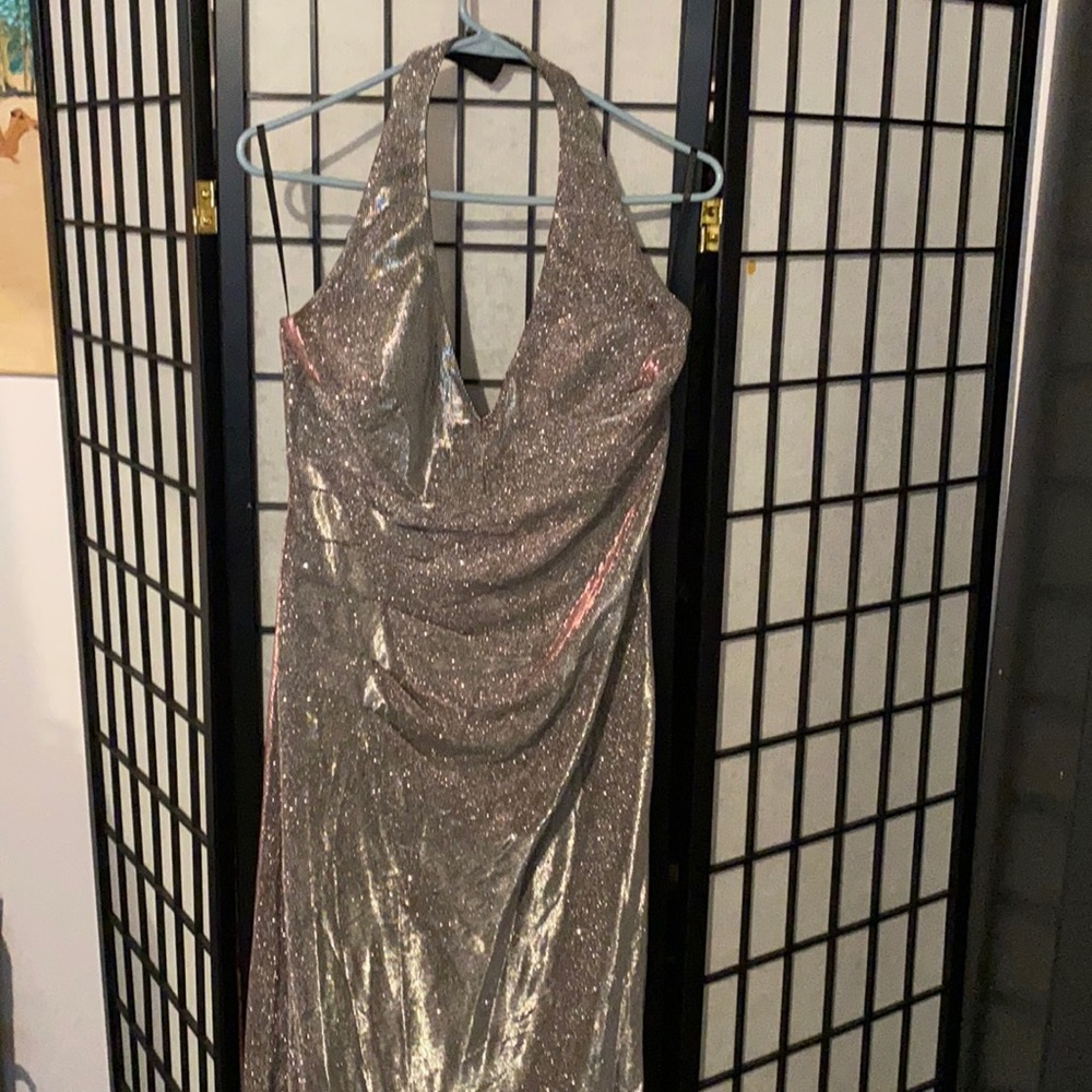 LM collection Silver halter gown